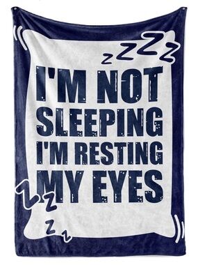 Navy and White "I'm Not Sleeping I'm Resting My Eyes" Throw Blanket